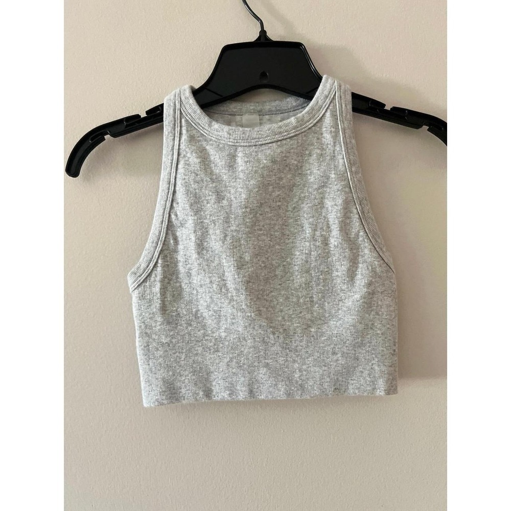 Aritzia Golden Gray Ribbed Cropped Tank Top XS